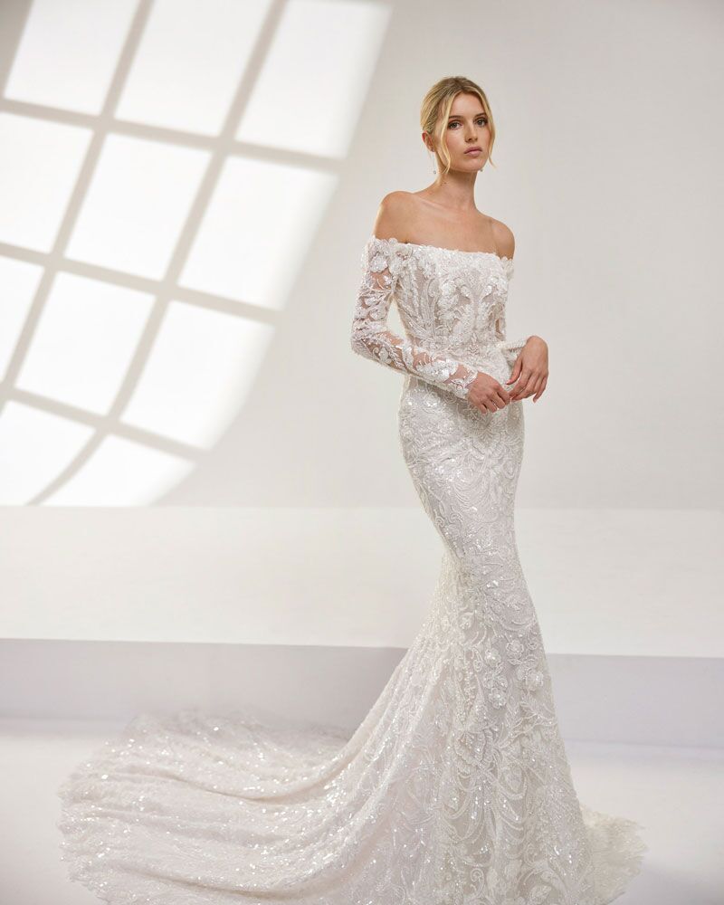 green emerald velvet dress Long Sleeve Pearl Embellished Wedding Dress I Wedding Dresses  UME London